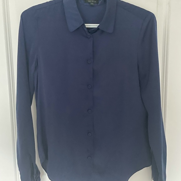 Aritzia-Talula silk navy shirt size S women’s top - Picture 1 of 6